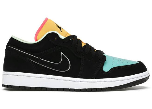 Jordan 1 Low Black Aurora Green Laser Orange - Volt Kickz